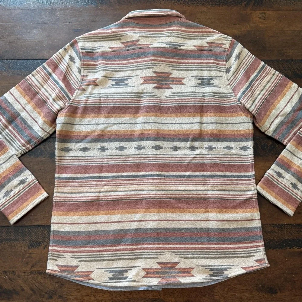 Faherty Mens XL Canyon Overshirt Thunderbird Fleece Jacket Beige MKG2008-THF